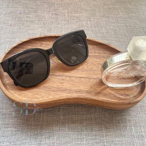 Irregular Wooden Ring Dish with wood bead supports – Ring Holder & Engraved Wedding Gift, Unique Anniversary Gifts for Her, Dresser storage