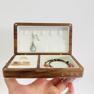 Personalized Wooden Jewelry Box, Travel Organizer for Women, Custom Engraved Jewelry Case, Bridesmaid Gift, Gift for Her, Jewelry Storage