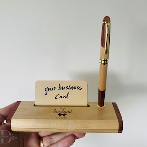 Handcrafted Wooden Pen Set with Multifunctional Pen Box, Customizable Gift for Office or Weddings, Laser Engraved, Gift for him