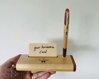 Handcrafted Wooden Pen Set with Multifunctional Pen Box, Customizable Gift for Office or Weddings, Laser Engraved, Gift for him