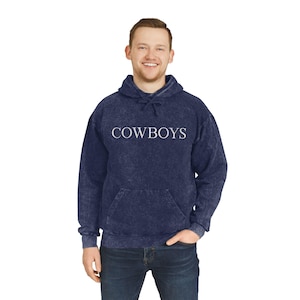 Cowboys Signature Distressed Unisex Mineral Wash Hoodie, Cool Vintage Vibe, Dallas Hoodie, Cowboys Hoodie, Dak Prescott, Cheerleader Hoodie
