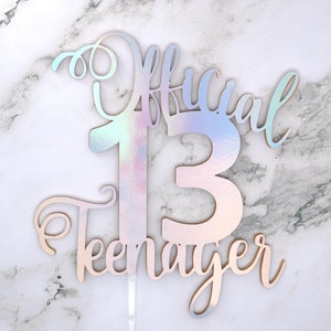 Official Teenager 13 Cake Topper - 13th Birthday Decoration - Custom Color - 3D Cake Topper - Teen Party Decor - 13th Birthday Cake