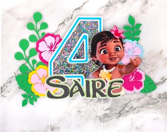 Personalisierte Moana Cake Topper: Luau Geburtstagsparty Dekoration