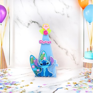 Blue Hawaiian Alien Party Box - Centerpiece or Treat Box - Birthday Table Decoration - Custom Handmade Party Favor - Funny Box
