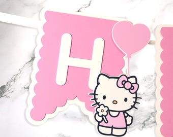3D Kitty Birthday Banner: Custom Name & Age, Cat Party Decor