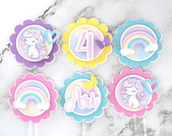 Einhorn Cupcake Toppers: 3D Geburtstag Party Dekoration (12er Set)