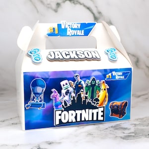 Gamer Party Favor Boxes - Custom Gamer Cake Topper - Video Game Birthday Decor - Custom Name - Player Party  - Battle Game Theme Treat Boxes