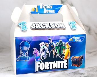 Gamer Party Favor Boxes - Custom Gamer Cake Topper - Video Game Birthday Decor - Custom Name - Player Party  - Battle Game Theme Treat Boxes