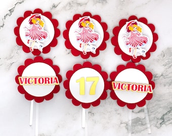Candy CandyCupcake Toppers (Set of 12) - Custom Name & Age - Anime Inspired Birthday Decor - Vintage Candy Cake Decor -Kawaii anime cake