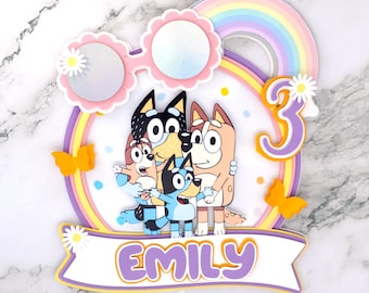 Custom Bluey Cake Topper: Personalized Birthday Party Decoration