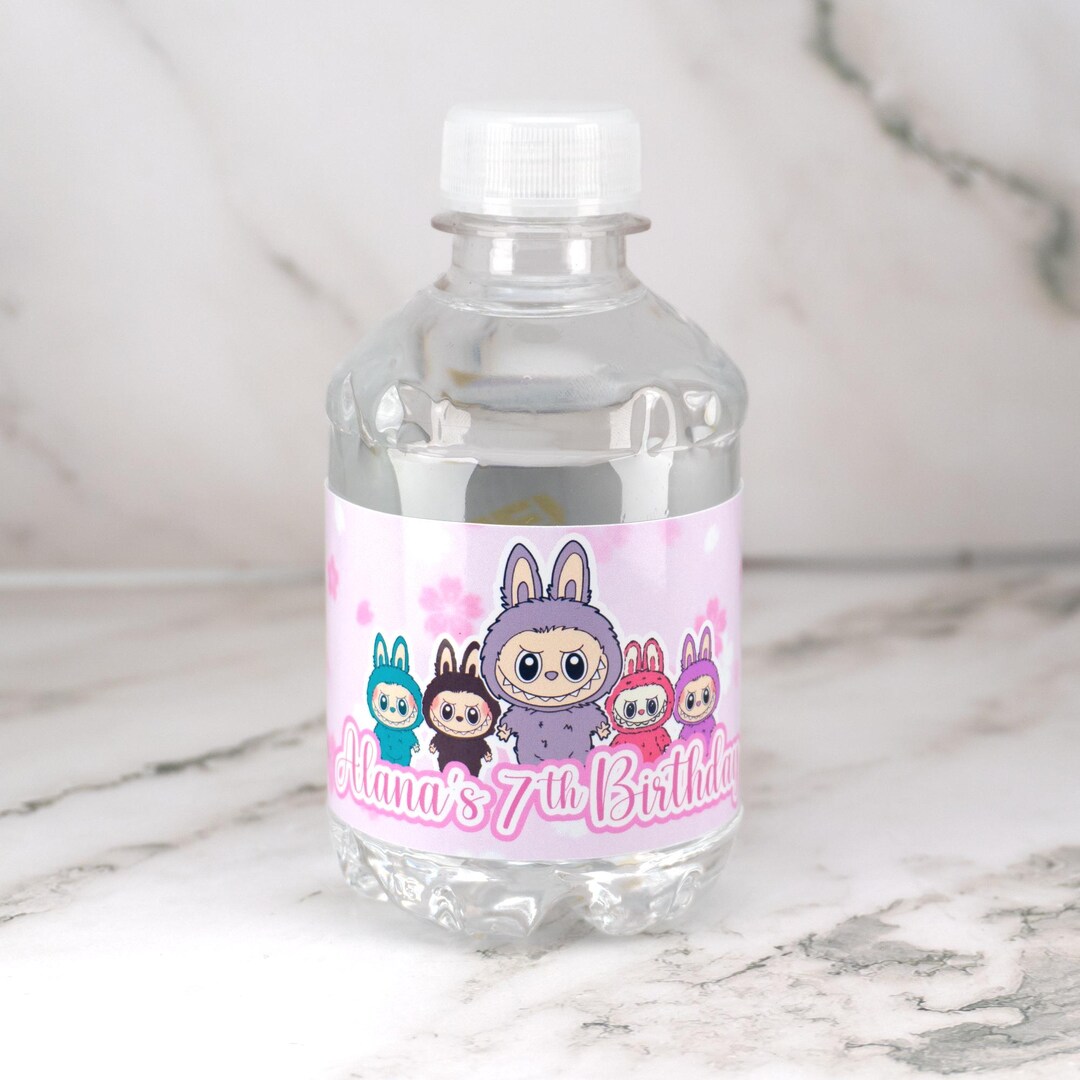 Labu Us Cute Labu Monster Water Bottle Labels - (8oz/16oz) - Labu Birthday ...