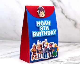 Roblox Party Favor Bag - Personalized Name & Age - Roblox Theme Party Decor - Custom Birthday Cupcake Toppers - Roblox Favor Bag Decoration