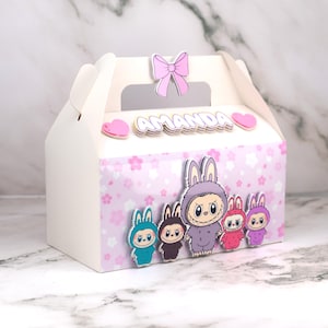 Cute Labu Monster Party Favor Boxes - Custom Names - 3D Party Decoration -  - Kawaii Birthday Theme - Personalized Party Decor