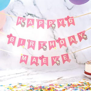 Kitty  Birthday Banner - 3D Party Decoration - Custom Name & Age - Cute Cat Birthday Theme- Personalized Party Decor - Custom Kitty - Cat