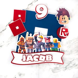 Roblox Cake Topper  - Personalized Name & Age - Roblox Theme Party Decor - Custom Birthday cake Topper - Personalized Cake Decoration