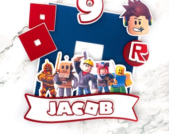Personalized Gamer Cake Topper: Custom Name & Age, Video Game Birthday