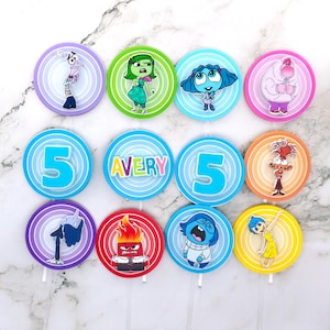 Inside Out 2 Cupcake Toppers (12er Set) - 3D Cupcake Dekorationen - Inside Out Party Dekoration - Kindergeburtstag Cupcake Toppers