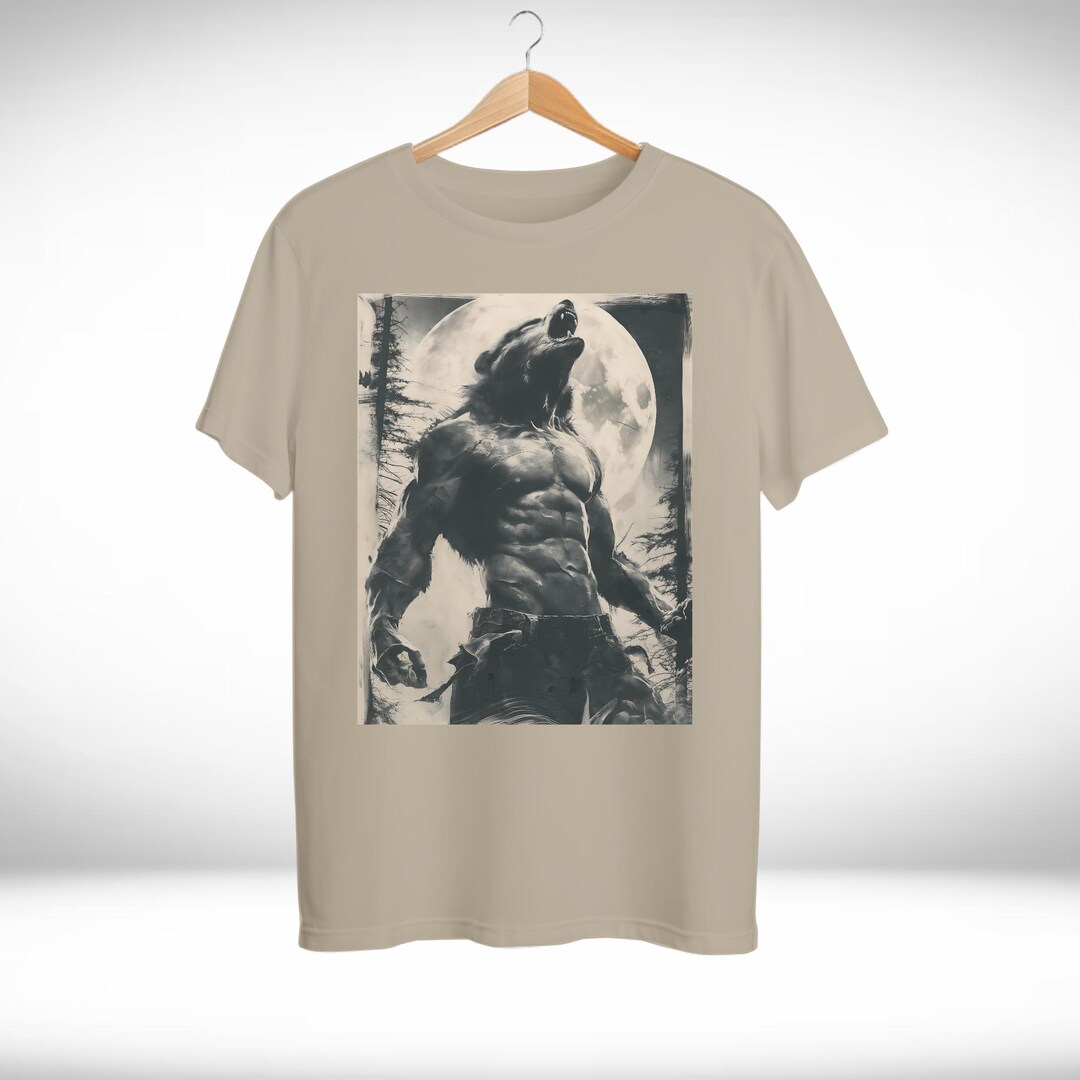 Werewolf Muscular Moon Hard Meme T Shirt Grunge Clothing Aesthetic Emo ...