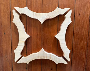 Set of 4 Decorative Wood Framed Window Screen Trim, Gingerbread Woodwork Molding Restoration for Historic Homes & Remodeling, Shelf Brackets