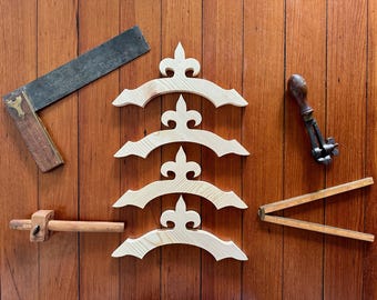 4  Fleur de lis Flair Decorative Wooden Trim, Solid Wood Corbels, Gingerbread Woodwork Molding, Wood Restoration Brackets for Historic Homes