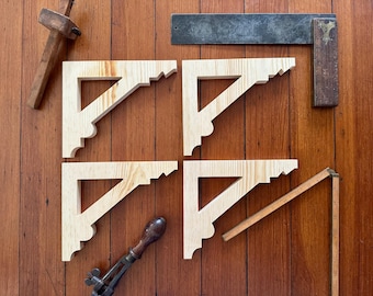 4  Art Deco #2 Decorative Wooden Trim, Solid Wood Corbels, Gingerbread Woodwork Molding, Restoration Brackets Historic Homes, Shelf Brackets