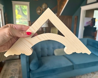4 Art Deco Solid Wood Decorative Porch Corner Trim, Gingerbread Woodwork Molding, Restoration for Historic Home, Shelf Brackets