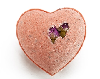 Heart Shaped Lavender and Rose Bath Bomb, All Natural Valentine's Gift