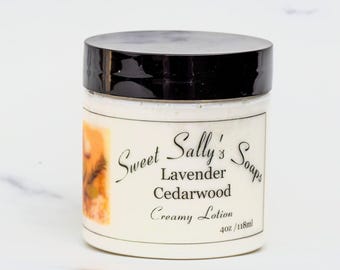 Lavender Cedarwood Creamy Lotion, Natural Skin Care, Moisturizing Body Lotion, Essential Oil Scented