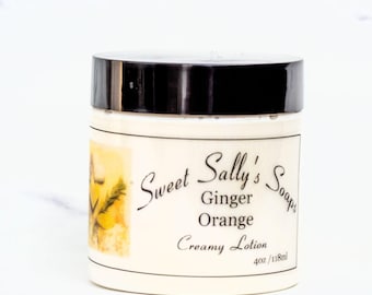 Ginger Orange Creamy Lotion, Natural Skin Care, Moisturizing Body Lotion, Essential Oil Scented