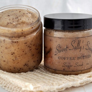 Coffee Butter Sugar Scrub, 4oz Emulsified Organic Sugar