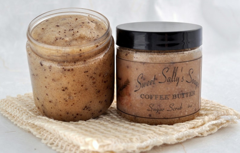 Coffee Butter Sugar Scrub, 4oz Emulsified Organic Sugar 