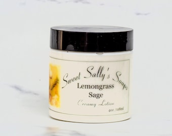 Lemongrass and Sage Creamy Lotion 4oz, Body and Hand Lotion