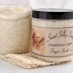 Rosemary Mint Sugar Scrub, 8oz Emulsified Organic Sugar