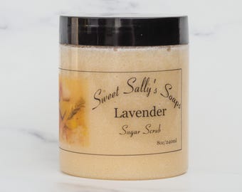 Lavender Sugar Scrub, Emulsified, Exfoliating Natural Skincare, Organic Shea Butter