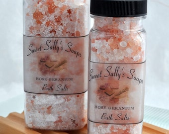 Rose Geranium Bath Salts, 8oz