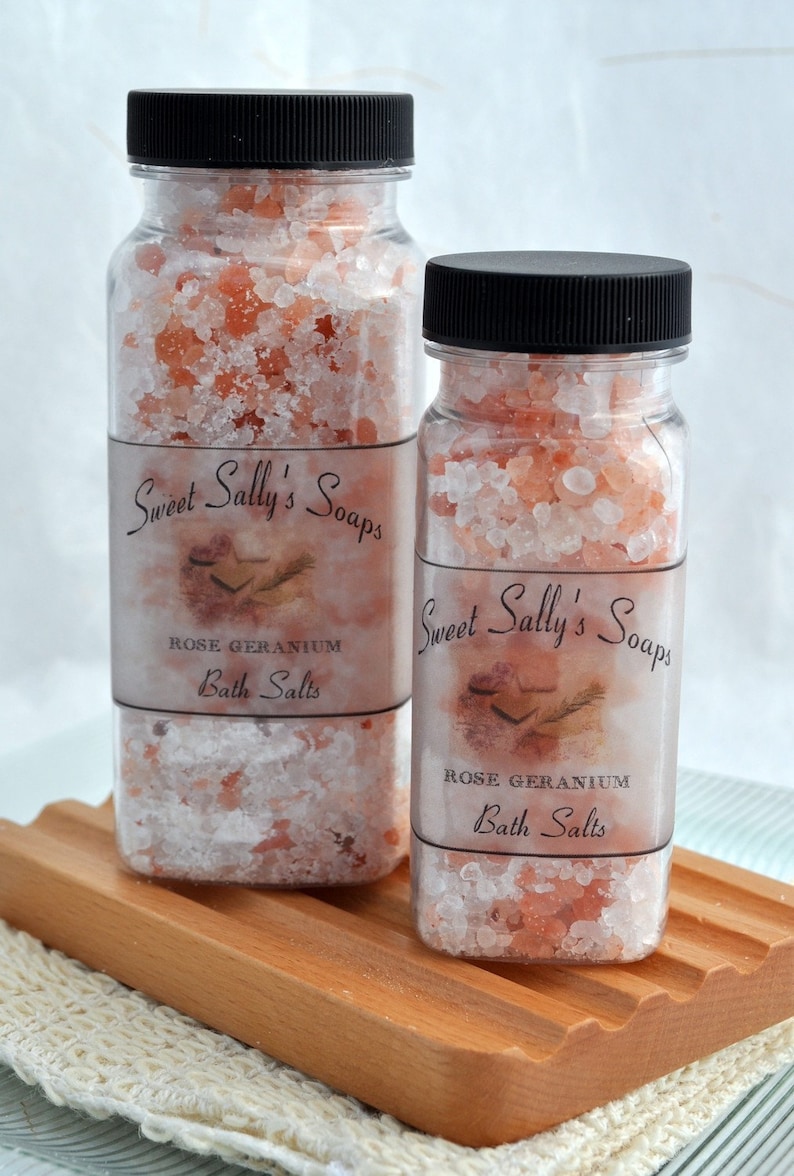 Rose Geranium Bath Salts, 8oz image 1