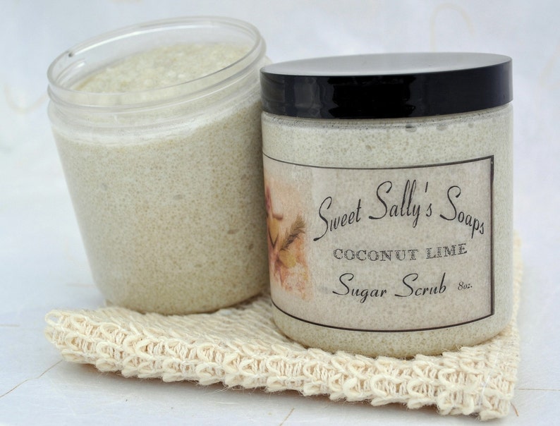 Coconut Lime Sugar Scrub 8oz, Emulsified Organic Sugar image 2