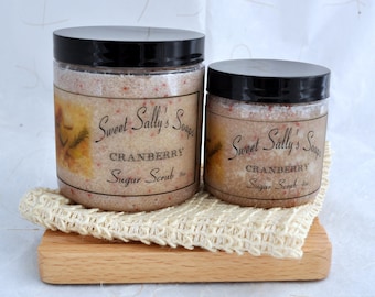 Cranberry Sugar Scrub, 4oz Emulsified Organic Sugar