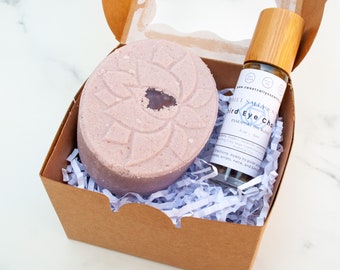 Third Eye Chakra Aromatherapy Gift Set, Crystal Infused Bath Bomb, Essential Oil Roller Ball