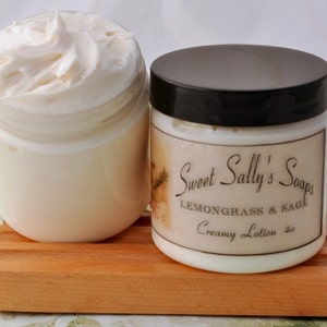 Lemongrass and Sage Creamy Lotion 4oz, Body and Hand Lotion image 1