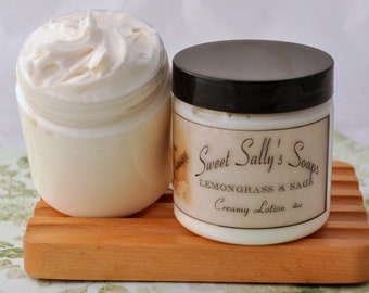 Lemongrass and Sage Creamy Lotion 4oz, Body and Hand Lotion