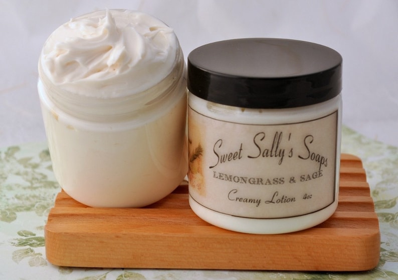 Lemongrass and Sage Creamy Lotion 4oz, Body and Hand Lotion image 1