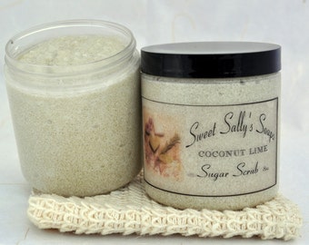 Coconut Lime Sugar Scrub 8oz, Emulsified Organic Sugar