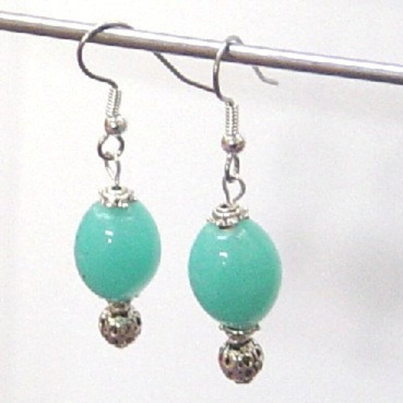 Blue Earrings Turquoise Earrings Nickel free Earrings with Blue Glass Beads Blue Dangle Earrings