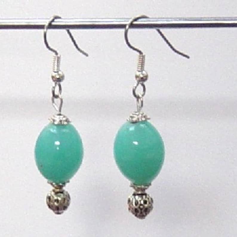 Blue Earrings Turquoise Earrings Nickel free Earrings with Blue Glass Beads Blue Dangle Earrings