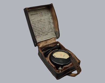 Original Ampere Meter in Leather Case WWII WW2 Germany German Dated 1940 by G.J. Ensink & Co Ohrdruf