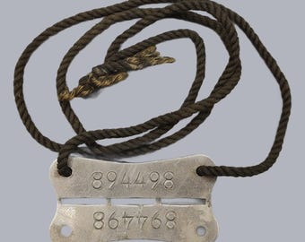 Finnish WWII Dog Tag Continuation War 1941-1945 Period Aluminium Tuntolevy Original Cotton Cord Finland Military Identification WW2 Vintage