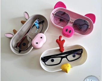 Farm Friends Glasses Holder – 3D Printed Pig, Cow & Chicken Animal Eyeglass Organiz