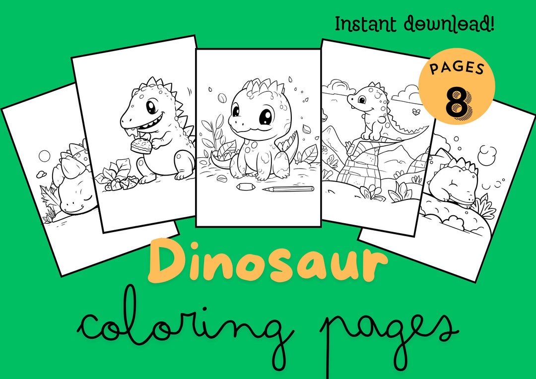 Dinosaur Coloring Book: Kids Coloring Pages - Etsy