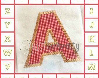 Block Rope Alphabet Font Embroidery Applique Design